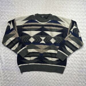 Expressions Vtg Geo Abstract Art Southwest Print Crewneck Sweater Knit Men’s XL
